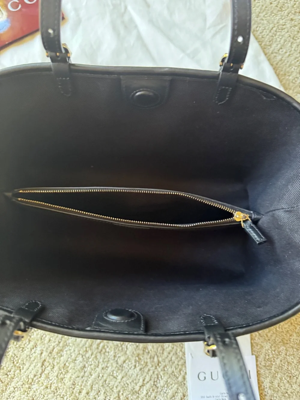 Gucci Black Embossed GG Leather Tote with Double Shoulder Straps - Picture 6 of 9